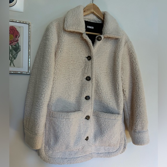 Reformation cream Sherpa jacket small - Picture 2 of 7